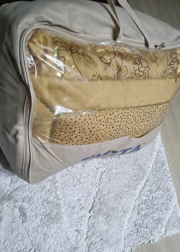 Kahverengi İşlemeli Parlak Yatak Örtüsü - Görsel 6