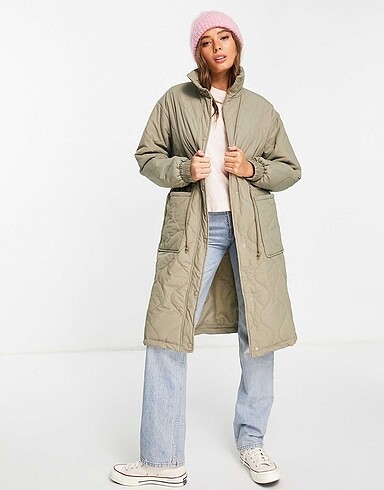 m Beden haki Renk Stradivarius yeşil parka-mont