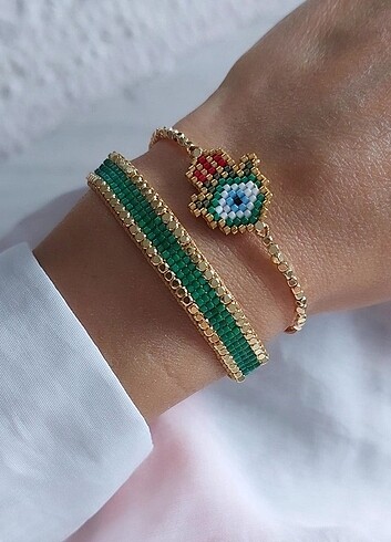 Tasarımcı Hamsa Eli Miyuki İkili Bileklik 