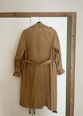 34 Beden camel Renk Camel Kemerli Uzun Kadın Trençkot