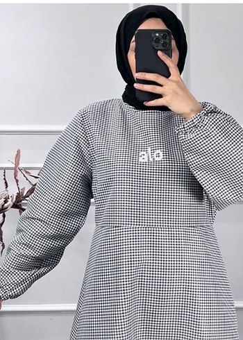 Uzun Gri Bağcıklı Kadın Elbise - Görsel 2