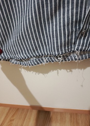 s Beden gri Renk Gri Çizgili Uzun Gömlek