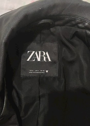 s Beden Zara Kadın Siyah Deri Biker Ceket