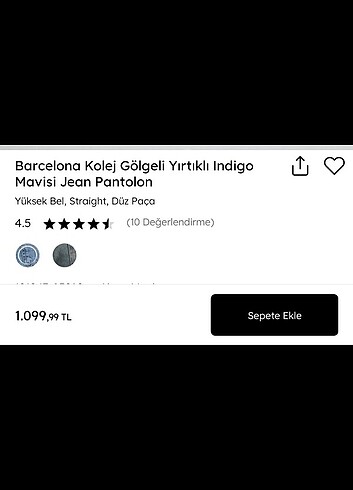 Mavi Barcelona kolej gölgeli yırtıklı ındigo mavisi jean pantolo - Görsel 2