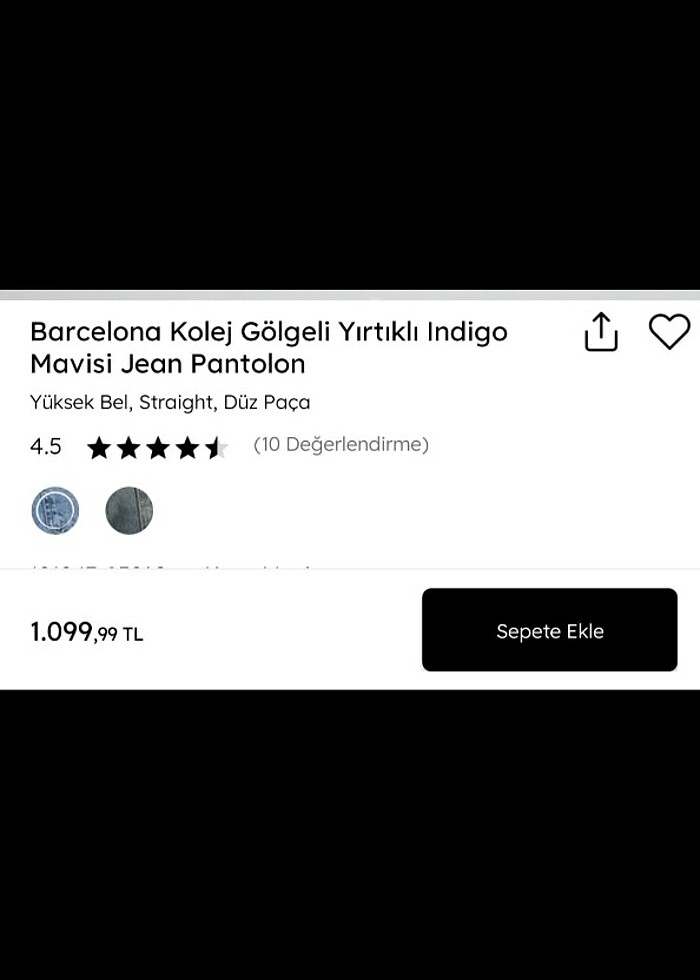 Mavi Barcelona kolej gölgeli yırtıklı ındigo mavisi jean pantolo - Görsel 2