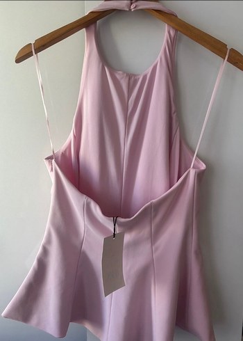 Zara Pembe Straplez Denim Kadın Bluz - Görsel 4