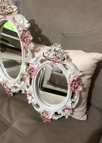 Pembe alçı kaplama Çiçekli Dekoratif Ayna