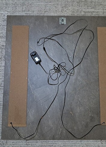 Led Işıklı Dekoratif Ayna (80 cm - Mat Siyah Cam) - Görsel 2