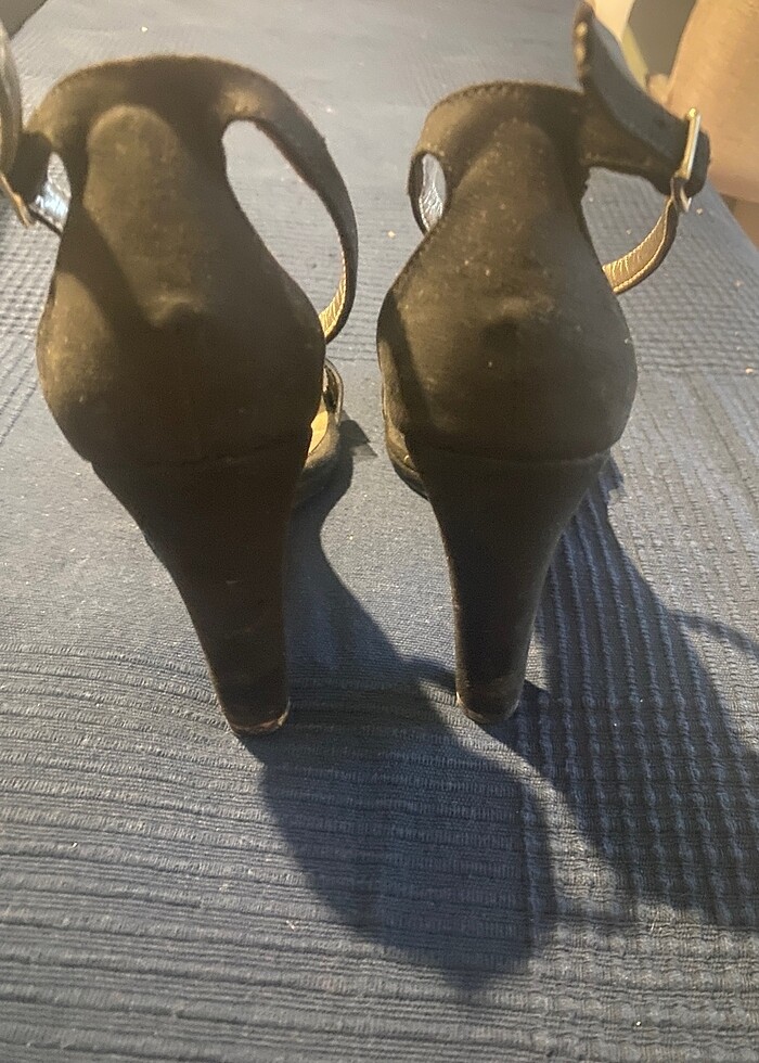 Abiye siyah nubuk bayan topuklu - Görsel 3