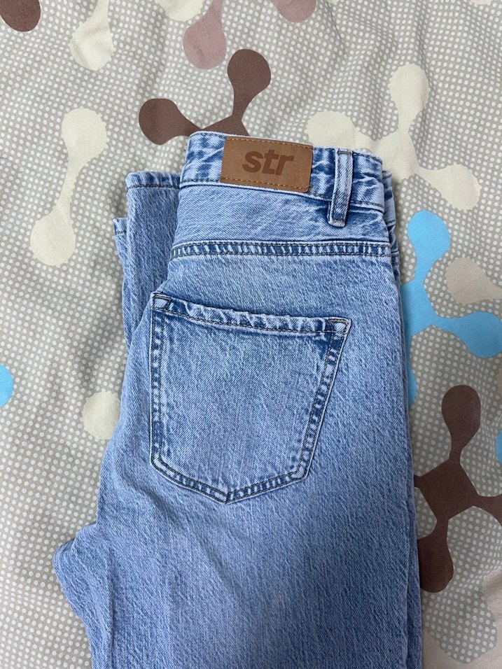 Stradivarius 
Düğmeli Mavi Midi Denim Kadın Jean - Görsel 2