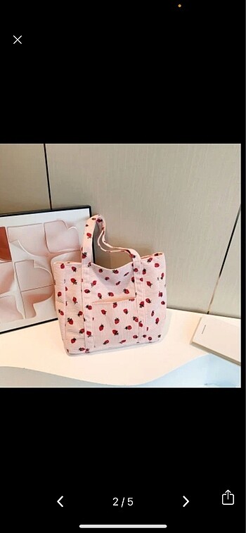 Bershka lolita çilekli pembe tote çanta