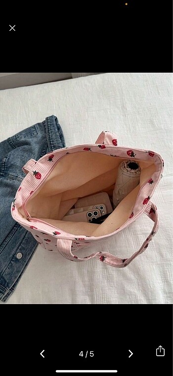 Beden pembe Renk lolita çilekli pembe tote çanta