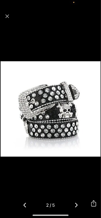 American Vintage bb belt scul kurukafalı y2k parlak taşlı punk kemer