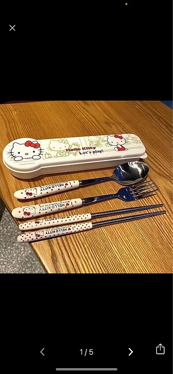 Hello kitty kaşık çatal chopstick kutulu set
