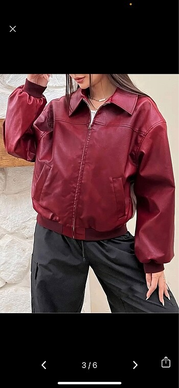 universal Beden cherry deri y2k vintage bomber ceket