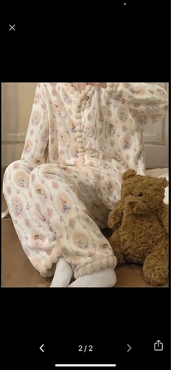 Penti peluş lolita çiçekli pijama takımı