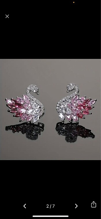 swarovski zarif kuğu model parlak taşlı küpe