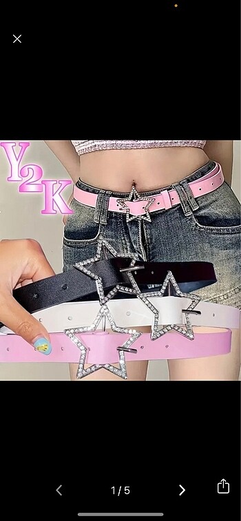 y2k hannah montana yıldız parlak taşlı kemer