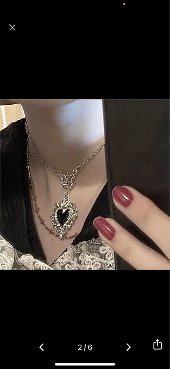 American Vintage goth vintage y2k siyah kalp gotik kolye