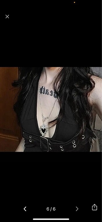 Beden goth vintage y2k siyah kalp gotik kolye