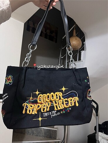 nakışlı lolita fairycore kanvas tote çanta