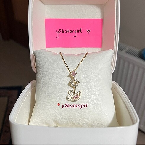 Beden swarovski altın kaplama swan kuğu kolye