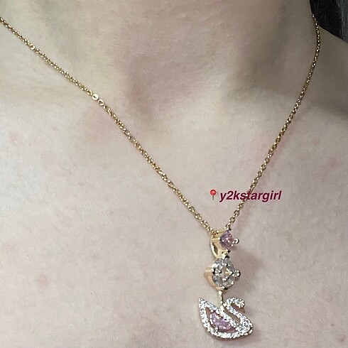 swarovski swarovski altın kaplama swan kuğu kolye