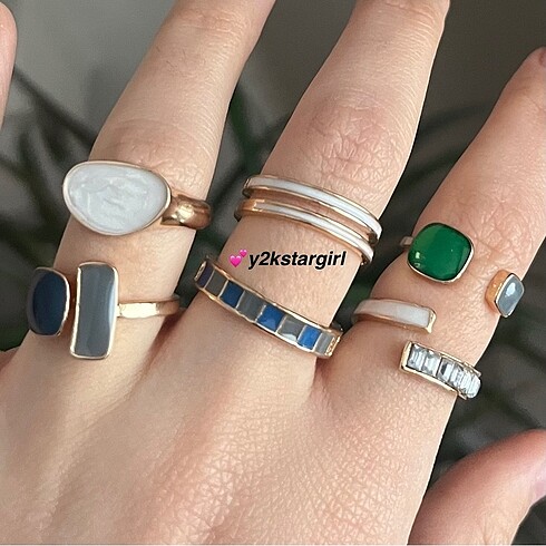  Beden altın Renk y2k şık vintage 6 adet zarif yüzük seti