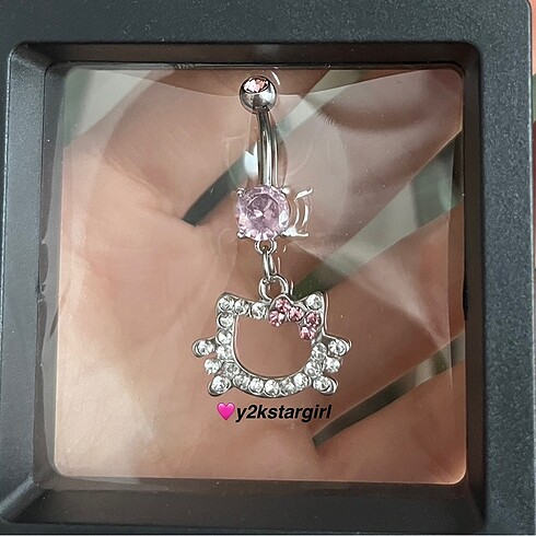 Y2K parlak taşlı hello kitty göbek piercing - Görsel 5