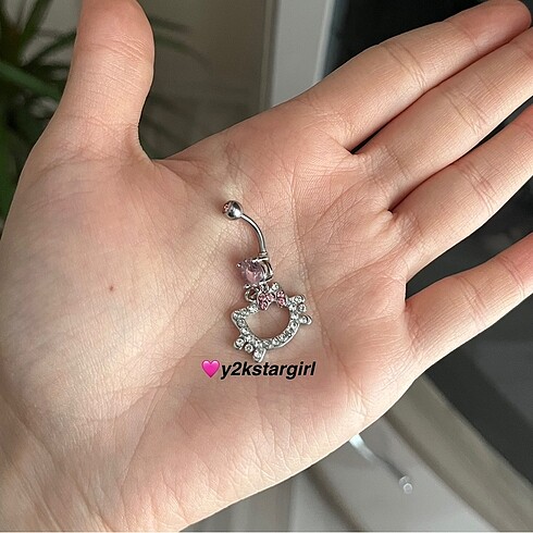 Y2K parlak taşlı hello kitty göbek piercing - Görsel 7