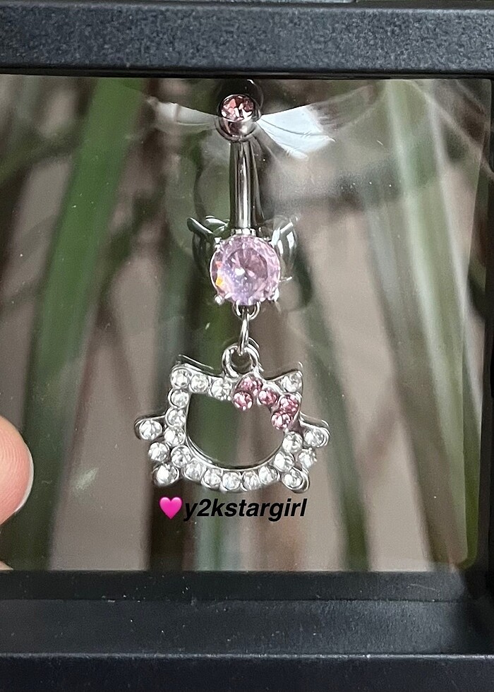 Y2K parlak taşlı hello kitty göbek piercing - Görsel 4