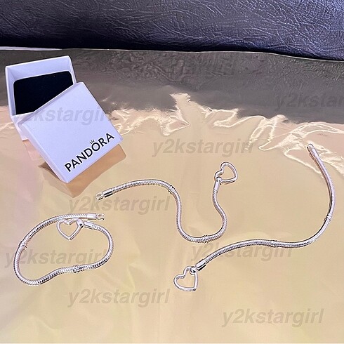 Diğer pandora kalp klipsli bileklik