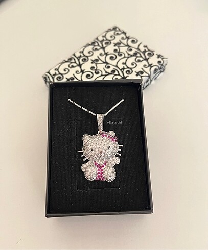 swarovski 925 ayar gümüş hello kitty kolye