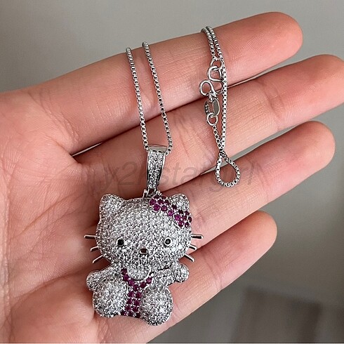 Beden gri Renk 925 ayar gümüş hello kitty kolye