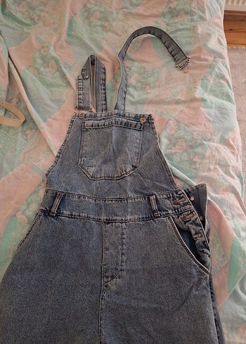 Kadın Kot Uzun Askılı Tulum - Görsel 2