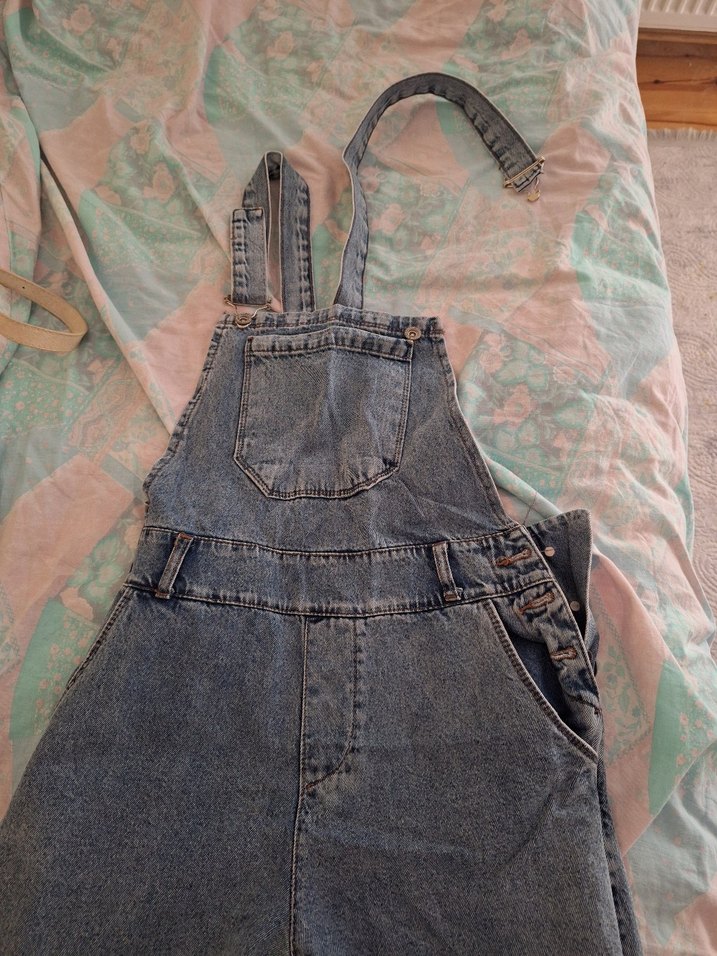 Kadın Kot Uzun Askılı Tulum - Görsel 2