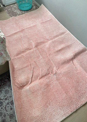 Pembe Bohem Stilde Düz Desenli Halı - Görsel 4