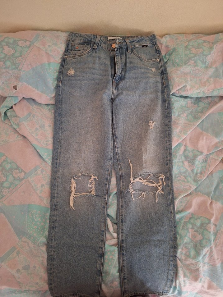 Geniş Kesim Yırtık Midi Kot Pantolon - Görsel 2