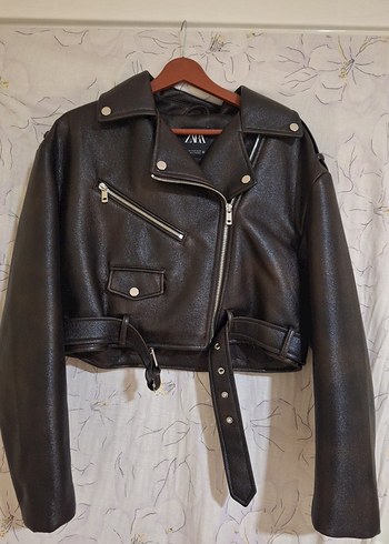 Zara Zara Kadın kahve Deri Biker Ceket