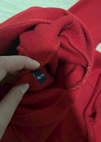 Kız Çocuk Kırmızı Sweatshirt ve Eşofman Takımı - Görsel 3