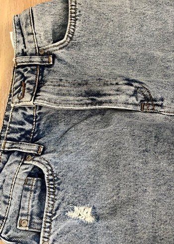 Gri Yırtıklı Midi Kot Pantolon - Görsel 3