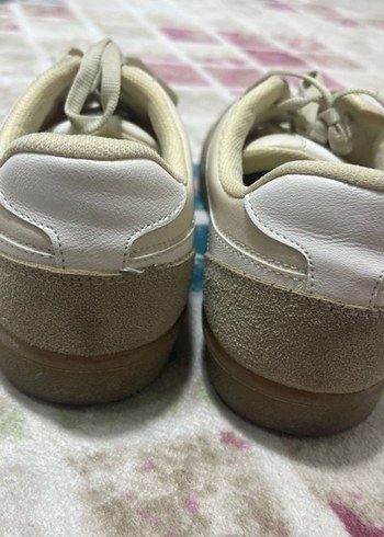 Bej Beyaz Bağcıklı Kadın Spor Ayakkabı - Görsel 2