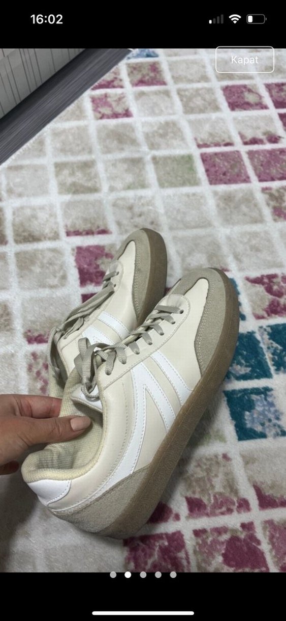 Bej Beyaz Bağcıklı Kadın Spor Ayakkabı - Görsel 3