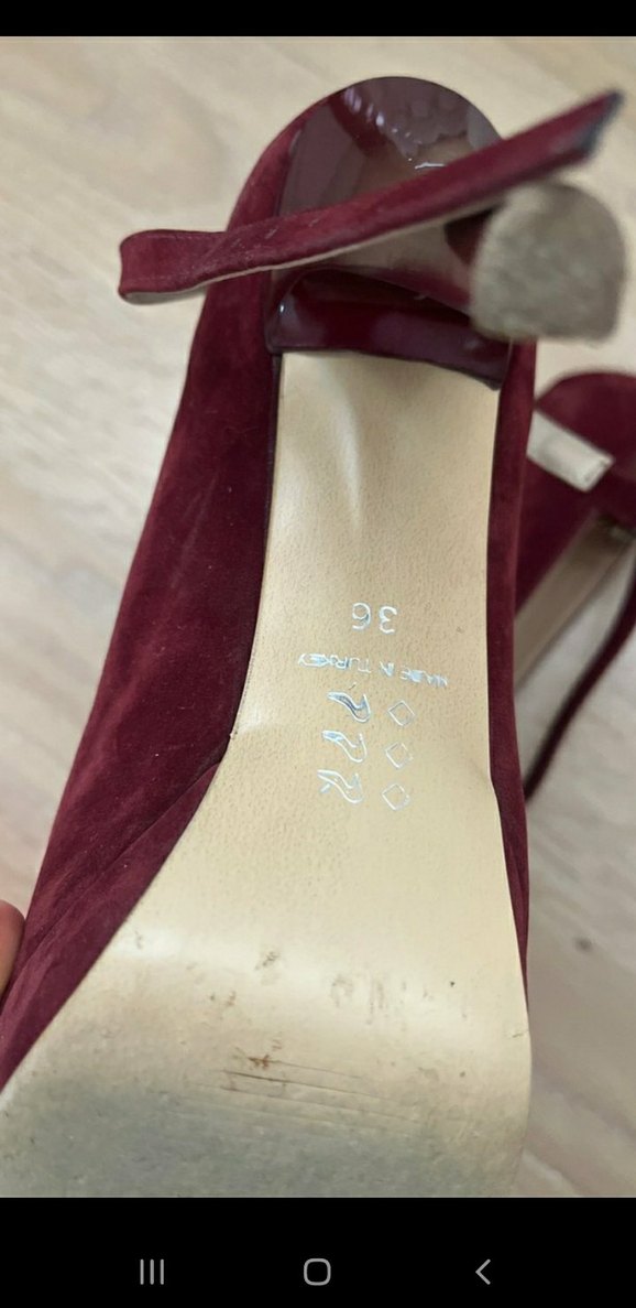 Bordo Süet Tokalı Stiletto Kadın Ayakkabı - Görsel 3