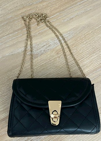 Siyah Deri Zincir Askılı Kadın Çanta - Görsel 2