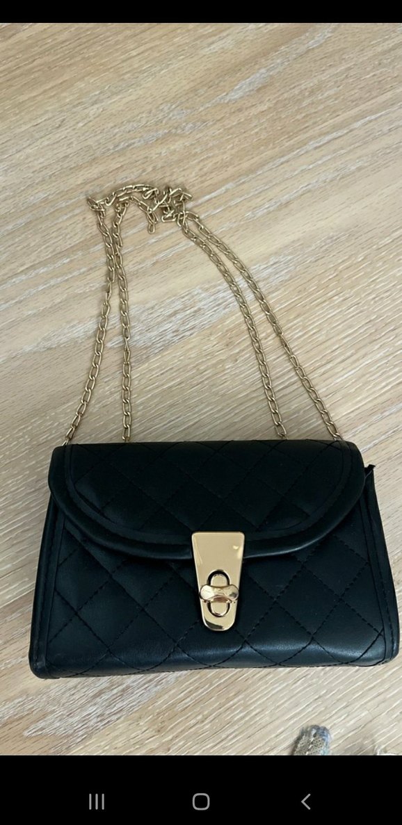 Siyah Deri Zincir Askılı Kadın Çanta - Görsel 2