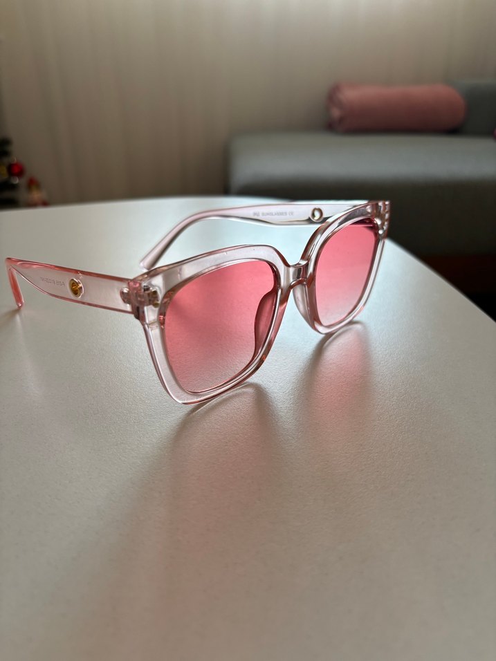 Pembe Transparan Kadın Güneş Gözlüğü - Görsel 3