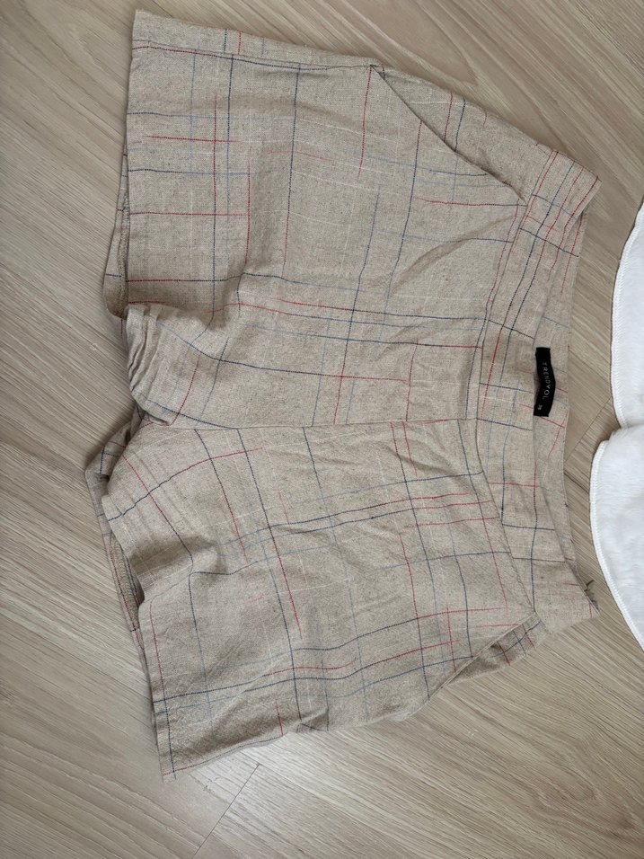 Bej Keten Mini Kadın Şort - Görsel 2