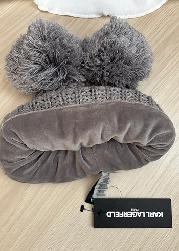 KARL LAFERFELD Kadın Gri Örgü Ponponlu Bere - Görsel 2