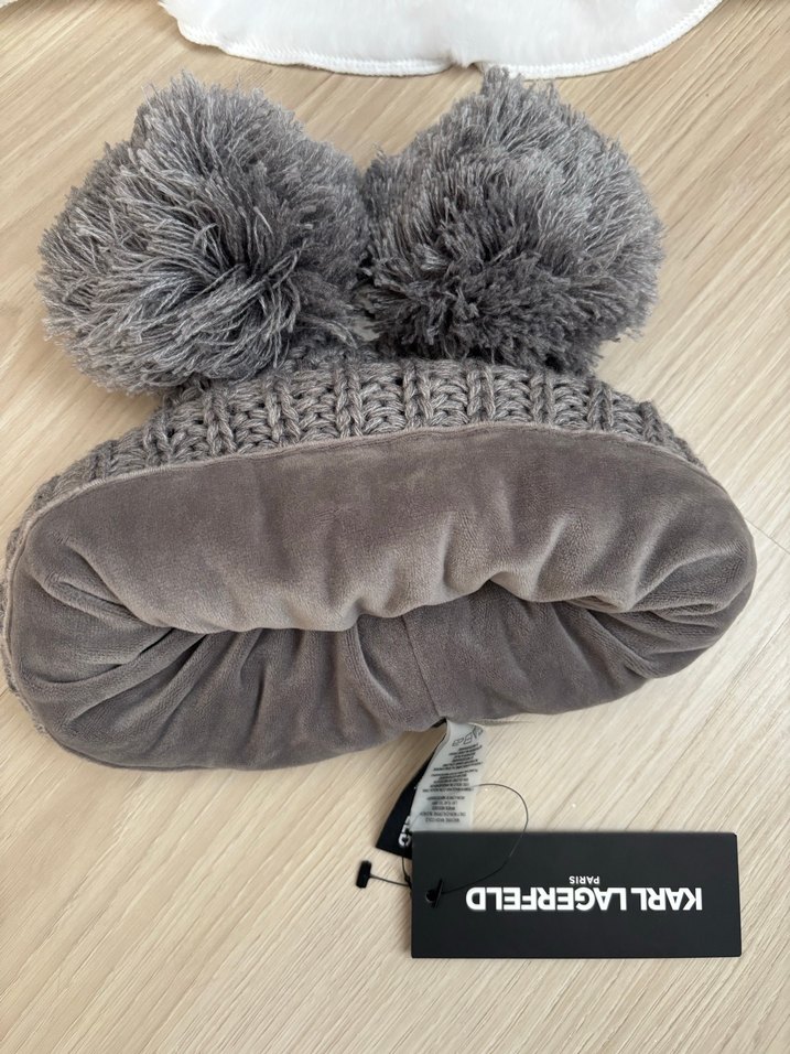 KARL LAFERFELD Kadın Gri Örgü Ponponlu Bere - Görsel 2